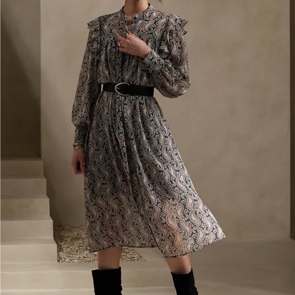 Banana Republic Paisley Wrap Maxi Dress - Black/Brown